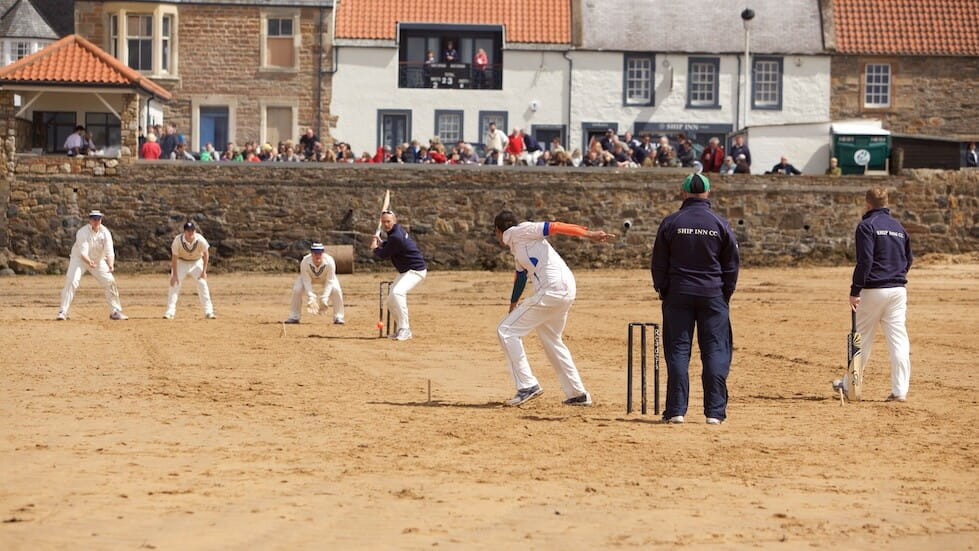 Where to eat by the sea: cricket on the sand in front of the Ship Inn